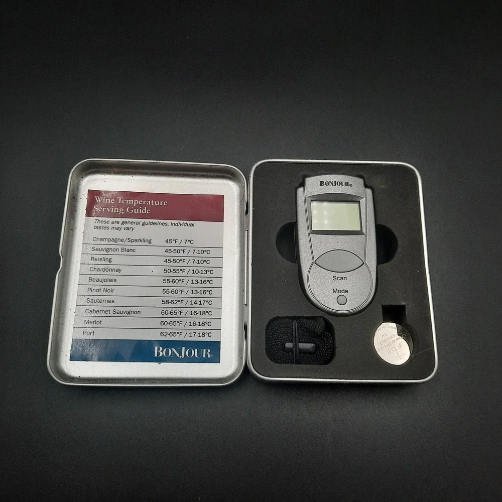 Bonjour Wine Thermometer Kit in‎ Metal Case with Temperature Guide
